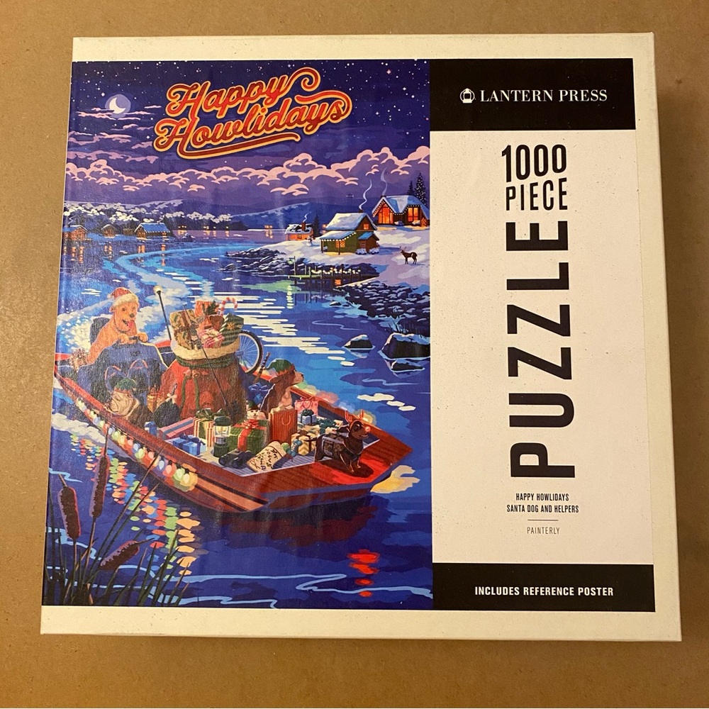 Lantern Press 1000 Piece Puzzle “Happy Howlidays, Santa Dogs and Helpers”